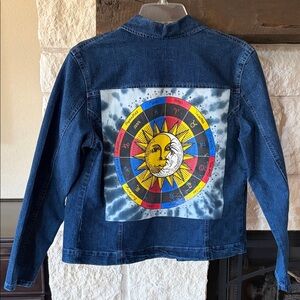 Denim French Dressing upcycled jacket zodiac tie dye sun & moon Design